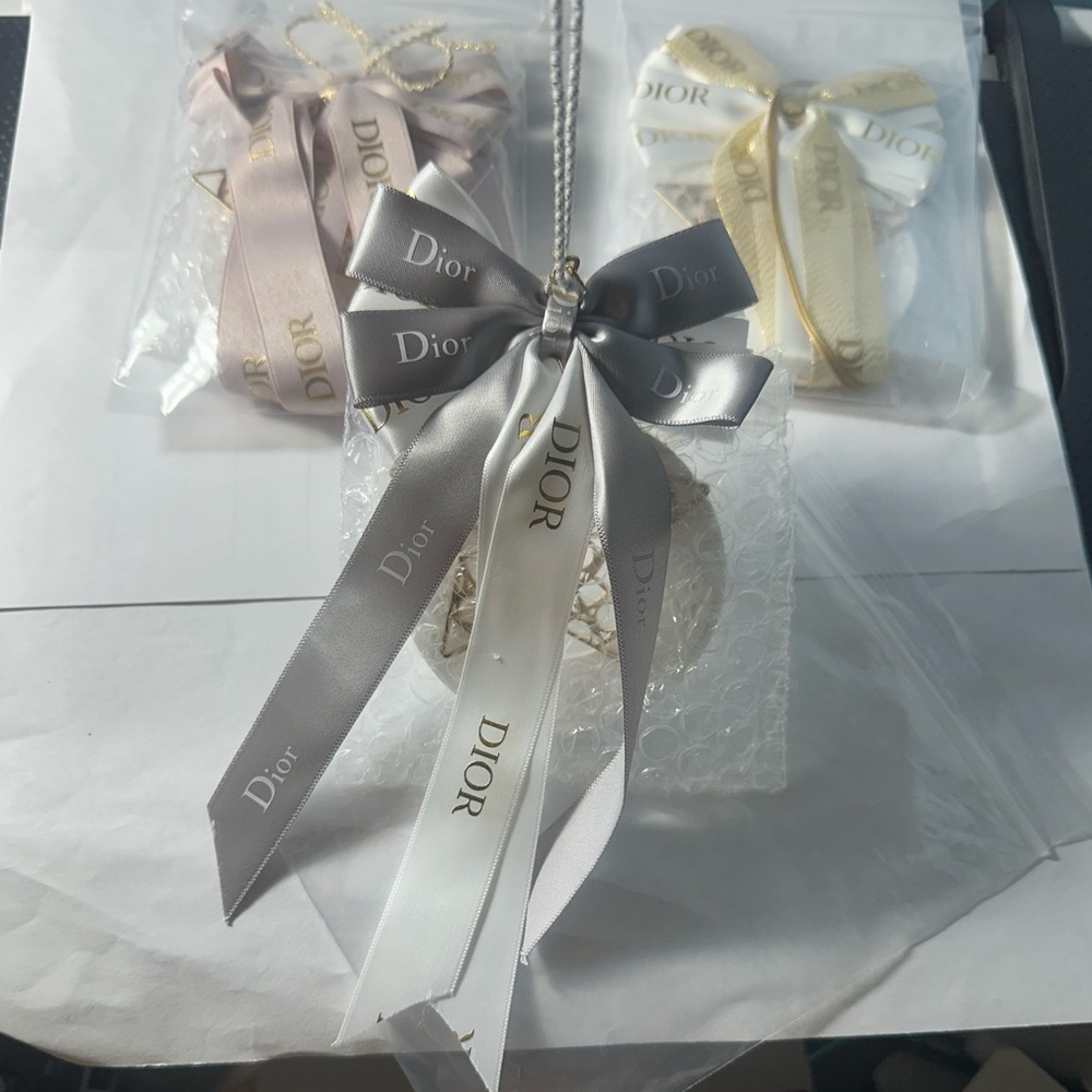 Lot of 3 Dior Car Diffuser or Holiday Ornaments in Pink, Gray and White/Gold GWP - Picture 6 of 11